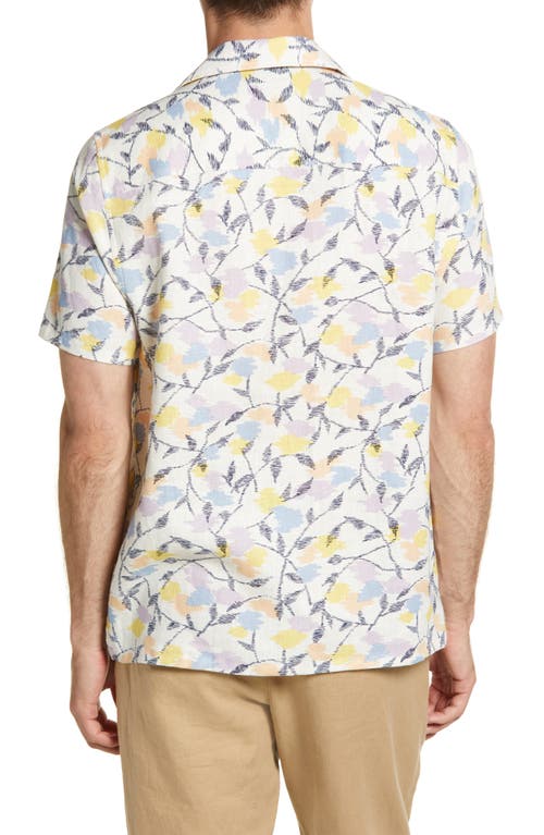 Shop Ted Baker London Hadrian Abstract Floral Short Sleeve Linen Button-up Shirt In White/multi