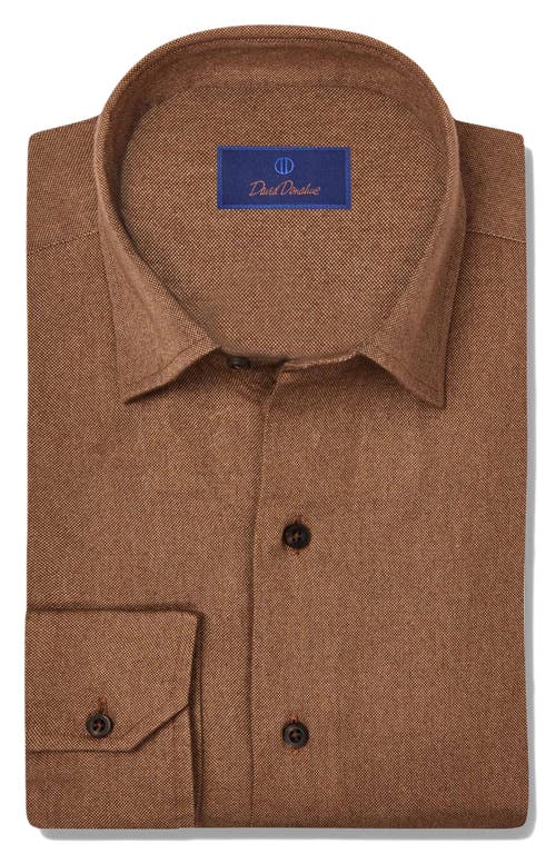 David Donahue Tonal Bird's Eye Dress Shirt in Rust 