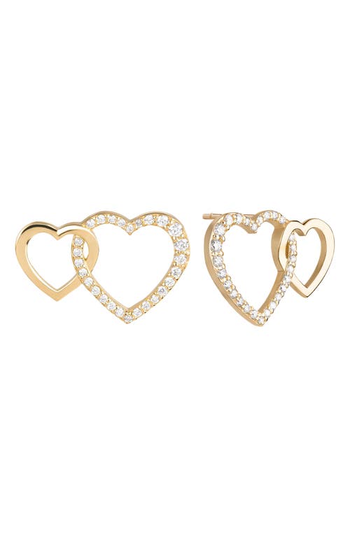 Shop Lana Interlocking Diamond Heart Stud Earrings In Gold