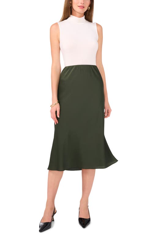 Shop Vince Camuto Satin Bias Cut Skirt In Military Grn