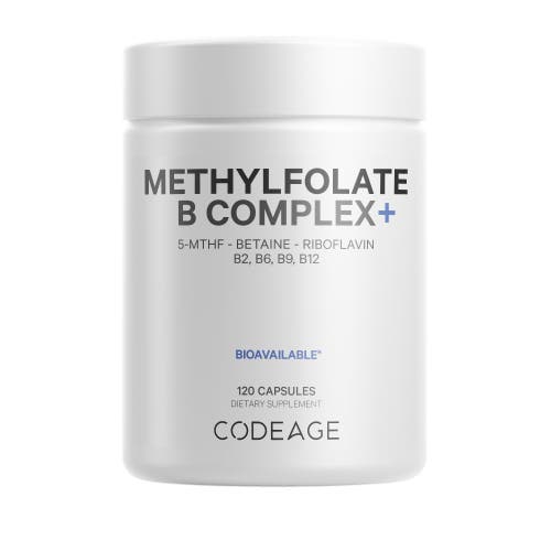 Codeage Methylfolate B Complex, Folate & Riboflavin, Vitamins B6 & B12, 5 MTHF, Betaine, 120 ct in White at Nordstrom