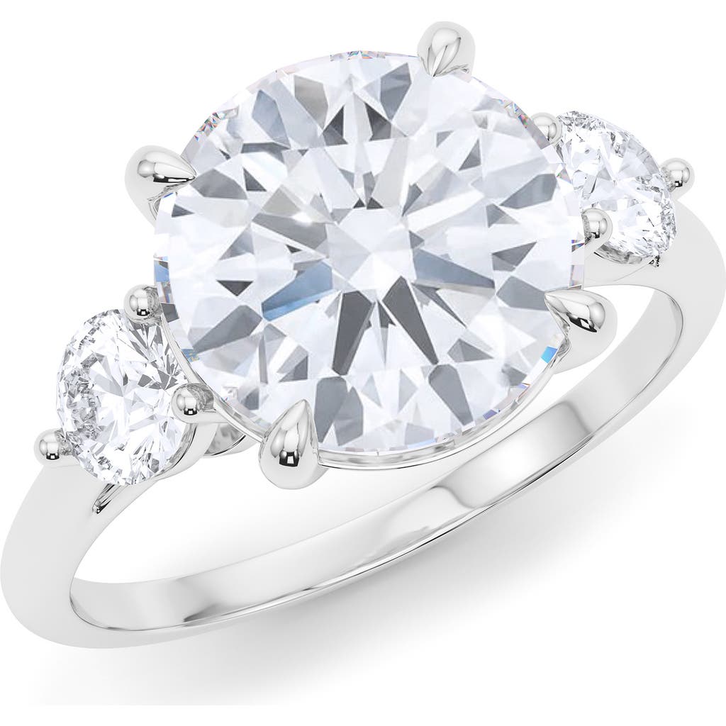 Hautecarat Three Stone Round Cut Lab Created Diamond Ring In 2.00ctw 18k White Gold