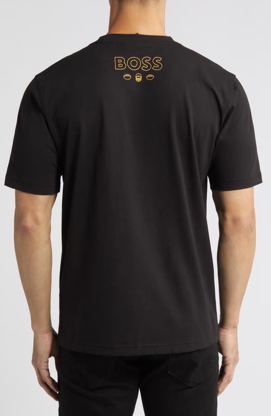 Hugo Boss X Nfl Stretch Cotton Graphic T-shirt In Minnesota Vikings Black