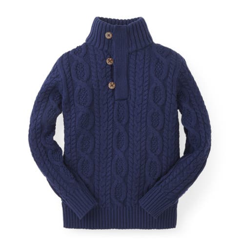 Hope & Henry Baby Boys' Organic Mock Neck Cable Sweater, Infant In Blue