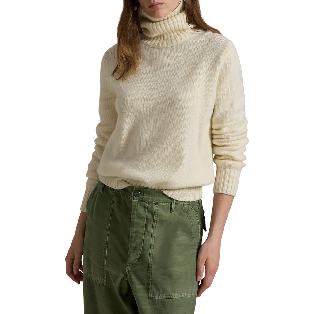Polo Ralph Lauren Ribbed Knit Sweater With High Turtleneck In Authentic Cream