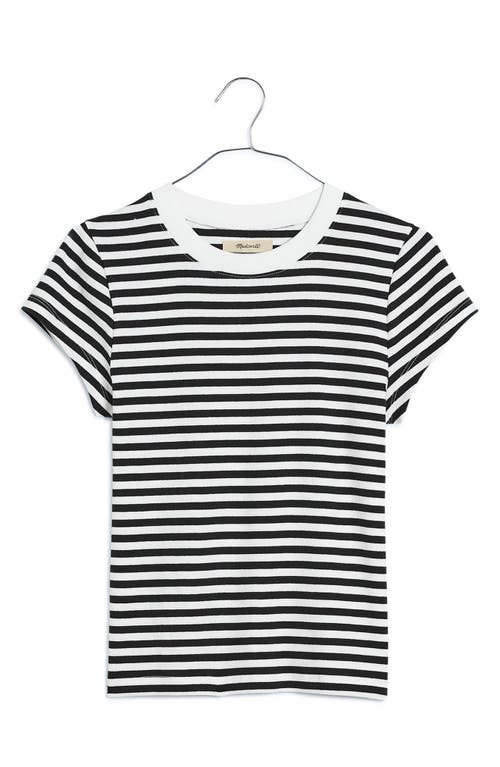 Stripe Supima Cotton Blend Rib T-Shirt in True Black