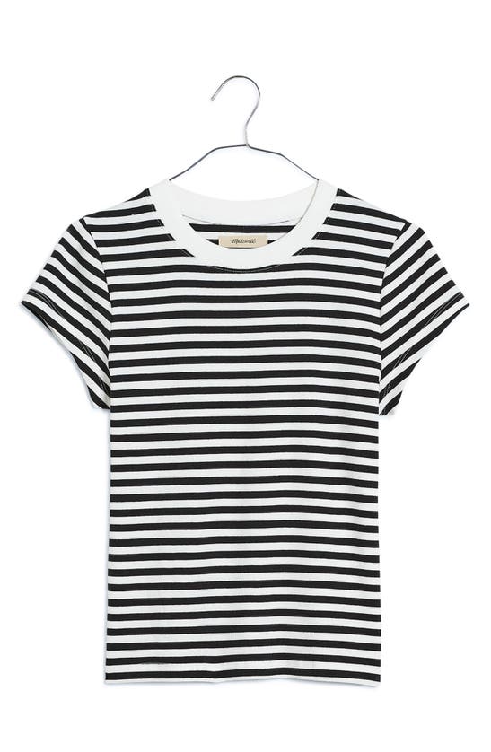 Shop Madewell Stripe Supima® Cotton Blend Rib T-shirt In True Black