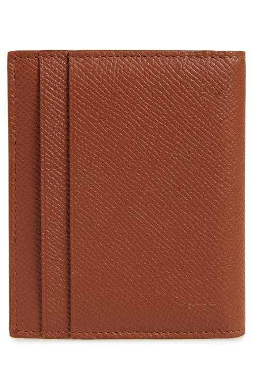 Shop Ferragamo Double Gancio Tall Leather Wallet In New Cognac