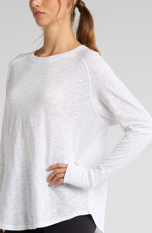 Zella Relaxed Washed 2.0 Long Sleeve Slub Tee In White