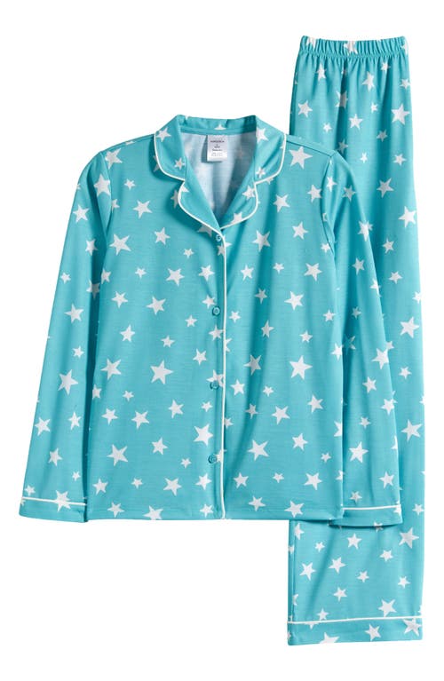 Nordstrom Kids' Classic Two-Piece Pajamas in Teal Tropic Nordy Stars at Nordstrom