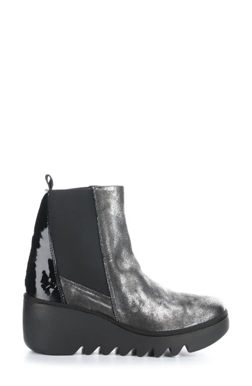 Shop Fly London Fly Long Bagu Wedge Chelsea Boot In Silver/black
