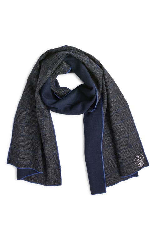 CLIFTON WILSON Glen Plaid Double Face Wool Scarf in Charcoal 