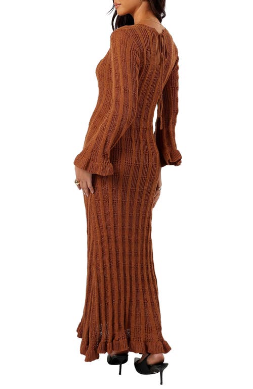 Petal And Pup Petal & Pup Colter Rib Long Sleeve Maxi Sweater Dress In Brown