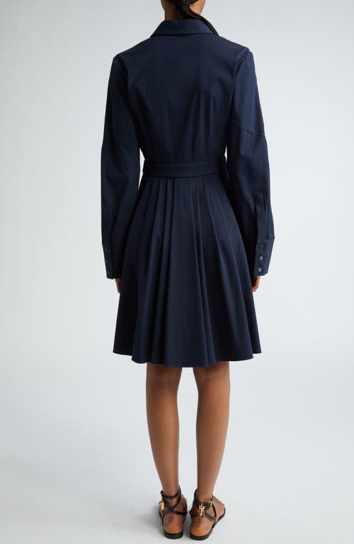 Shop Michael Kors Collection Long Sleeve Stretch Cotton Shirtdress In Midnight