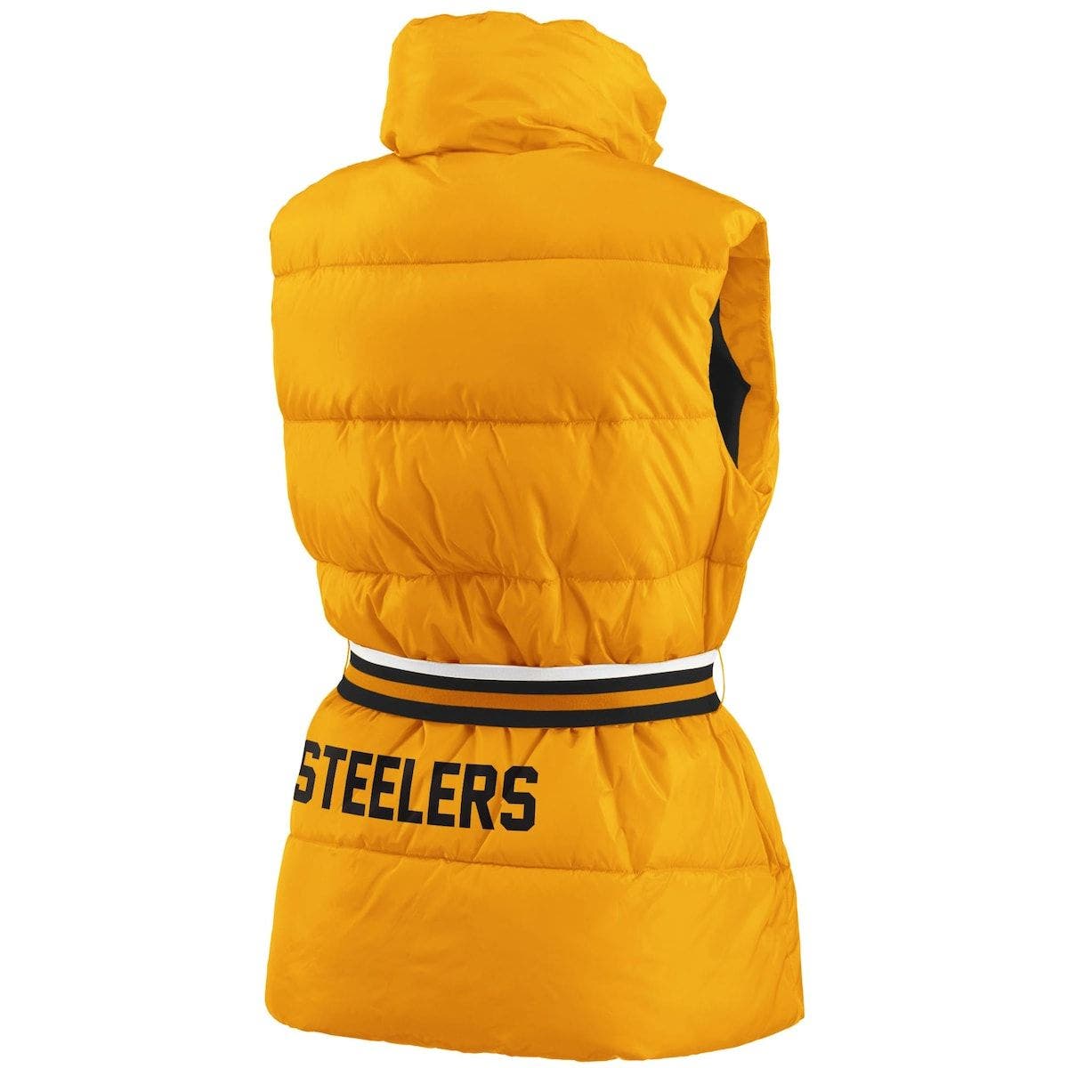 women's gold puffer vest