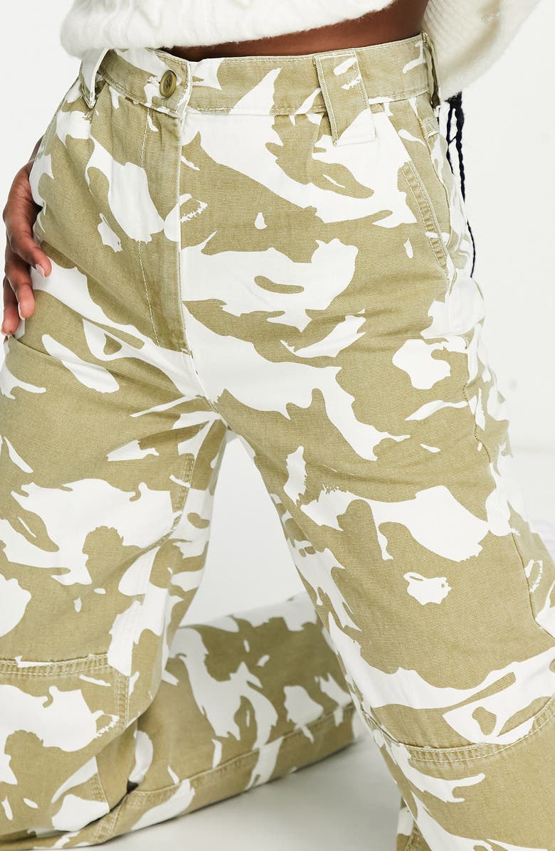 Topshop Camo High Waist Straight Leg Pants, Main, color,