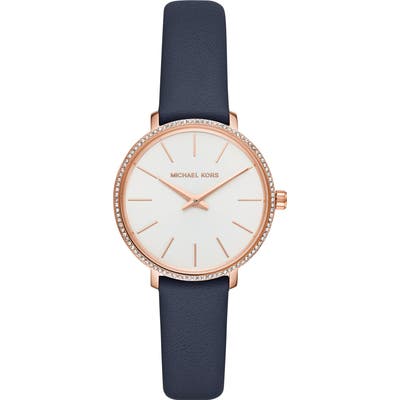 Michael Michael Kors Mini Pyper Leather Strap Watch, 32Mm