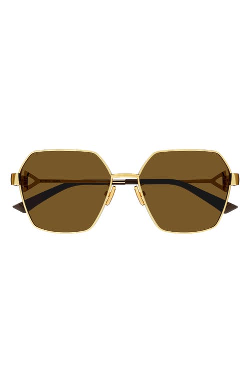 Bottega Veneta 57mm Geometric Sunglasses in Gold at Nordstrom