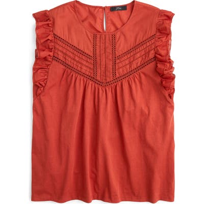 Plus Size J.crew Point Sur Collection Eyelet Flutter Sleeve Tee, Orange