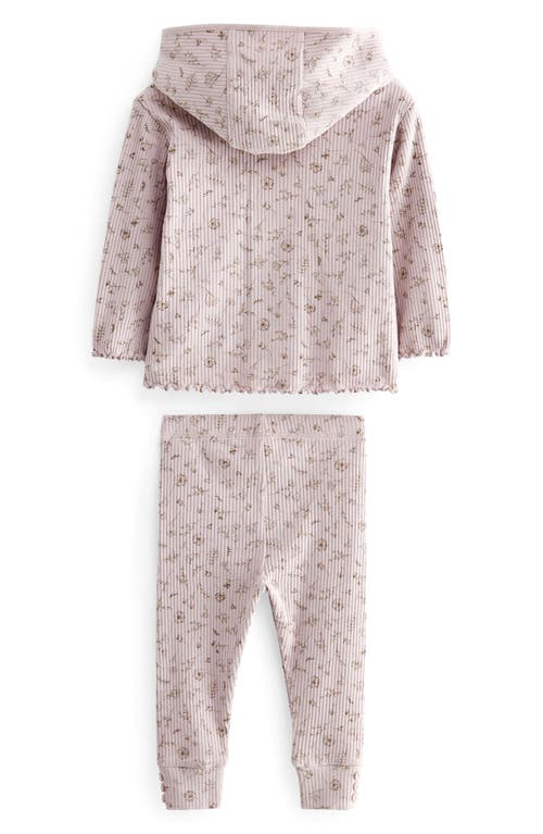 Shop Next Kids' Car Cotton Rib Hoodie & Leggings Set In Pink