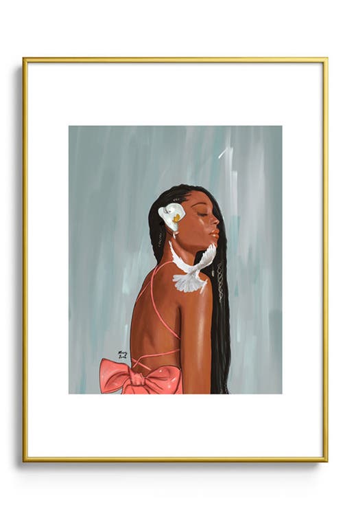 Deny Designs Girl in a Bow Framed Art Print in Golden Tones