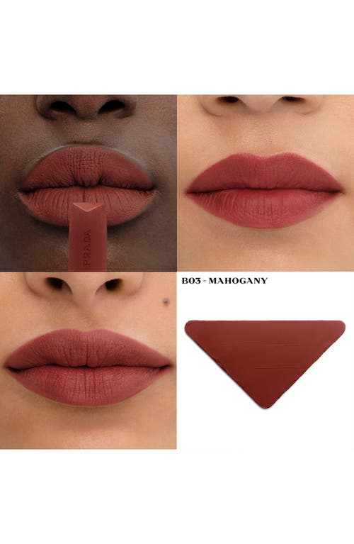 Prada Monochrome Hyper Matte Refillable Lipstick In B03 Mahogany - Maroon Brown
