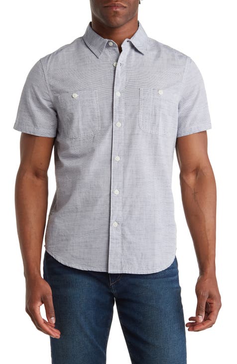 Lucky Brand Men's Short Sleeve Linen Button Up Shirt, Blue Depths, Small :  : Clothing, Shoes & Accessories