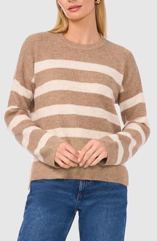 Shop Halogenr Halogen(r) Stripe Crewneck Sweater In Malted Brown/taupe