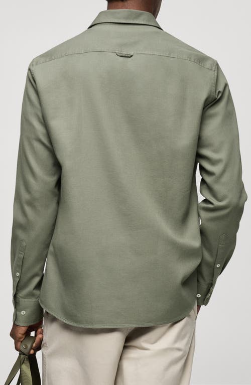Mango Slim-fit Cotton Structured Shirt Khaki In Khaki Green