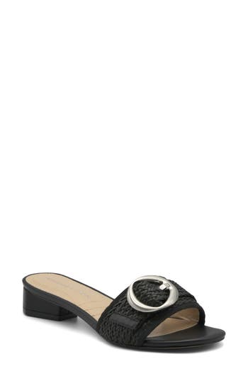Shop Adrienne Vittadini Poris Slide Sandal In Black