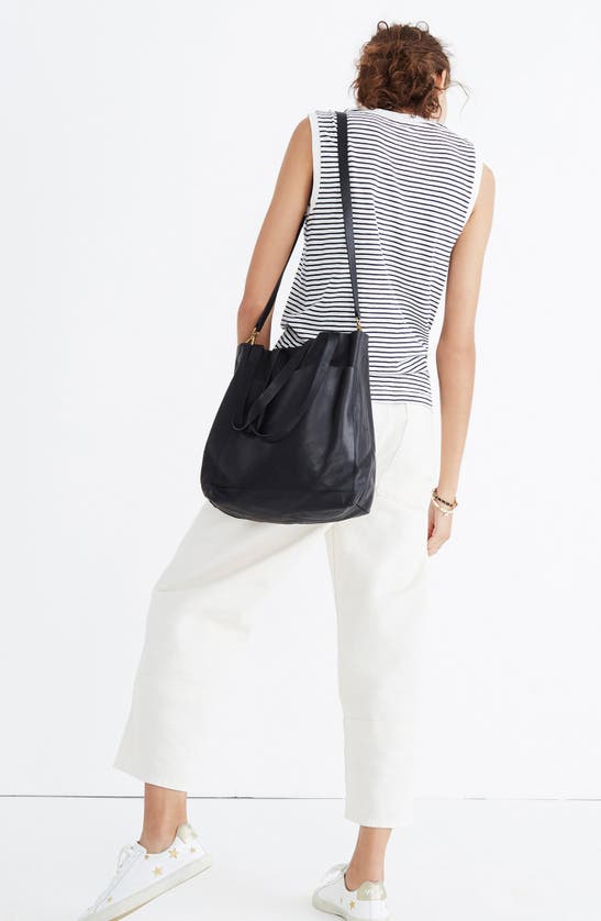 Madewell Medium Leather Transport Tote In True Black