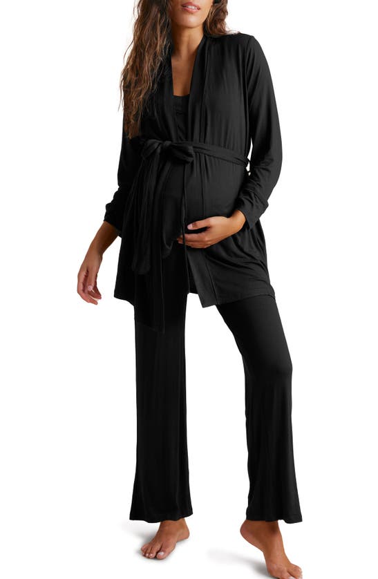A Pea In The Pod Maternity/nursing Robe & Pajamas In Black