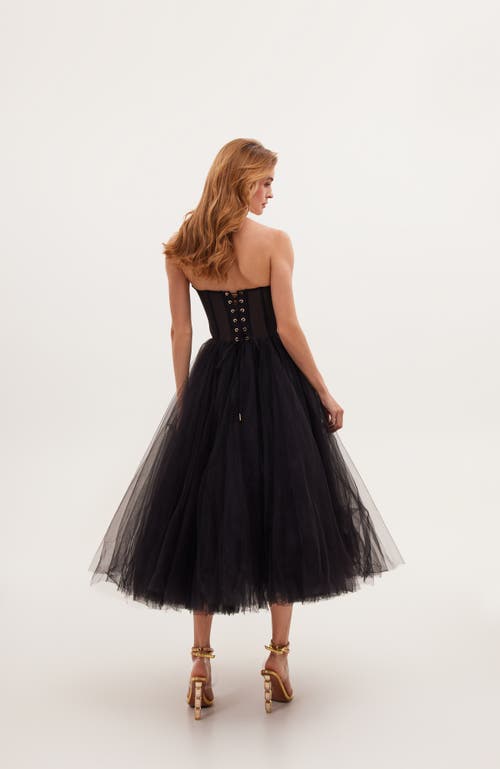 Milla Black Strapless Puffy Midi Tulle Dress