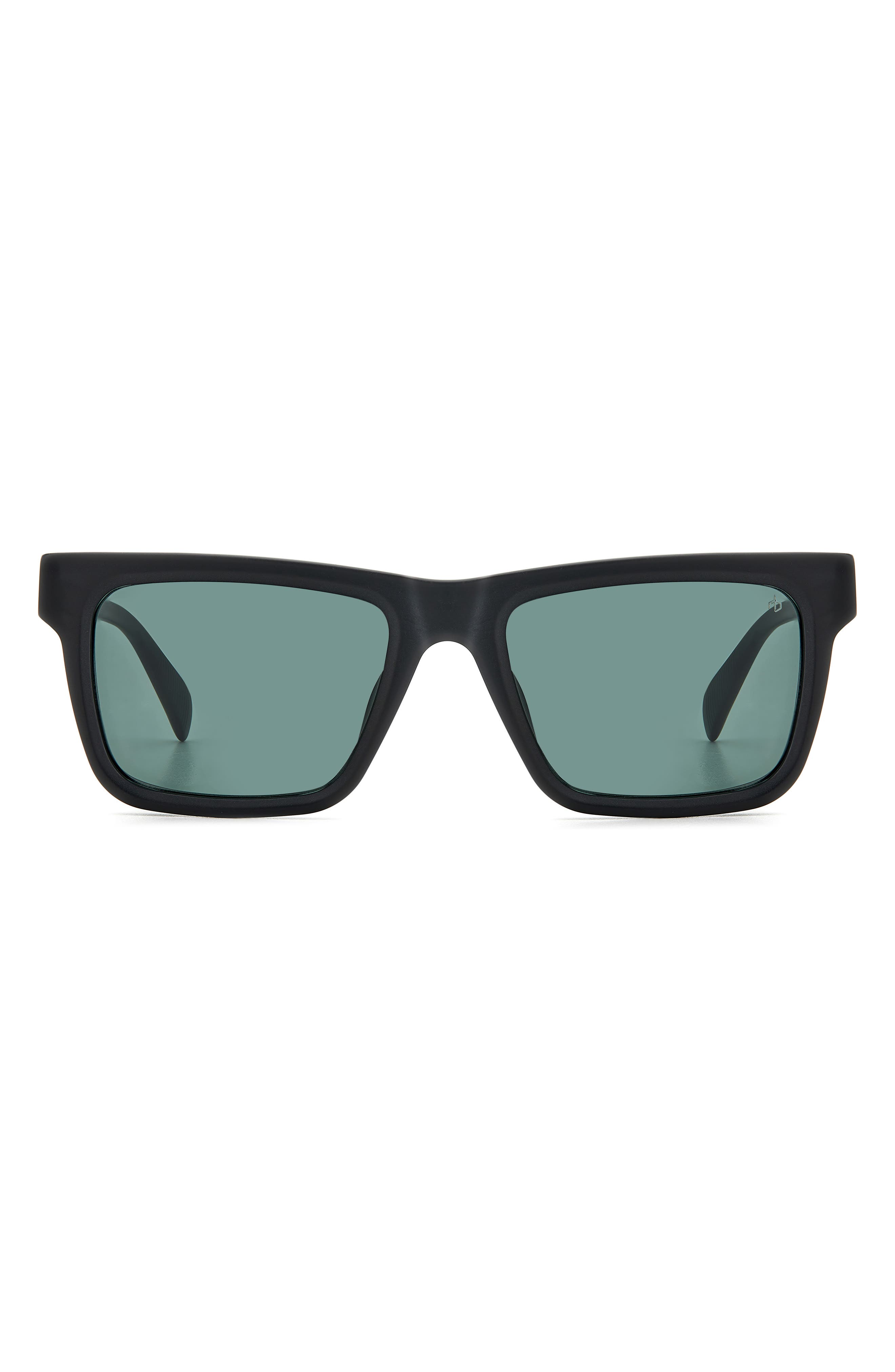 Rag & Bone 54mm Rectangular Sunglasses In Matte Black/green