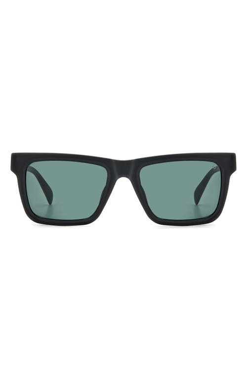 rag & bone 54mm Rectangular Sunglasses in Matte Black/Green at Nordstrom