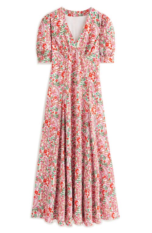 Shop Boden Floral Empire Waist Dress In Pink Multi Foliage Bud