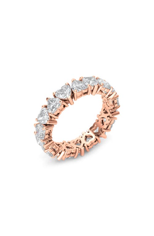 HauteCarat Alternating Hearts Lab Created Diamond Eternity Ring in 18K Rose Gold