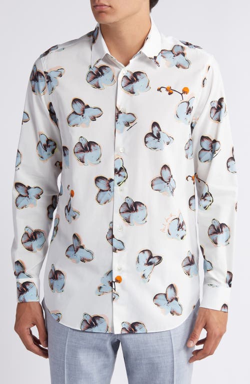 Paul Smith Tailored Fit Floral Dress Shirt White at Nordstrom,