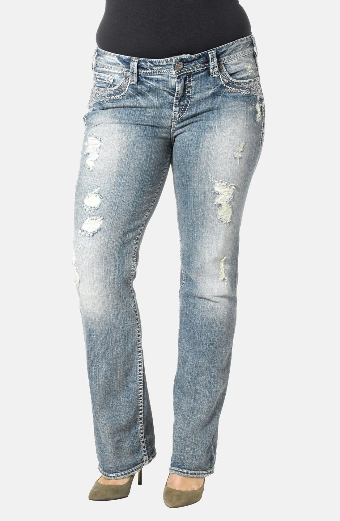 plus size distressed bootcut jeans