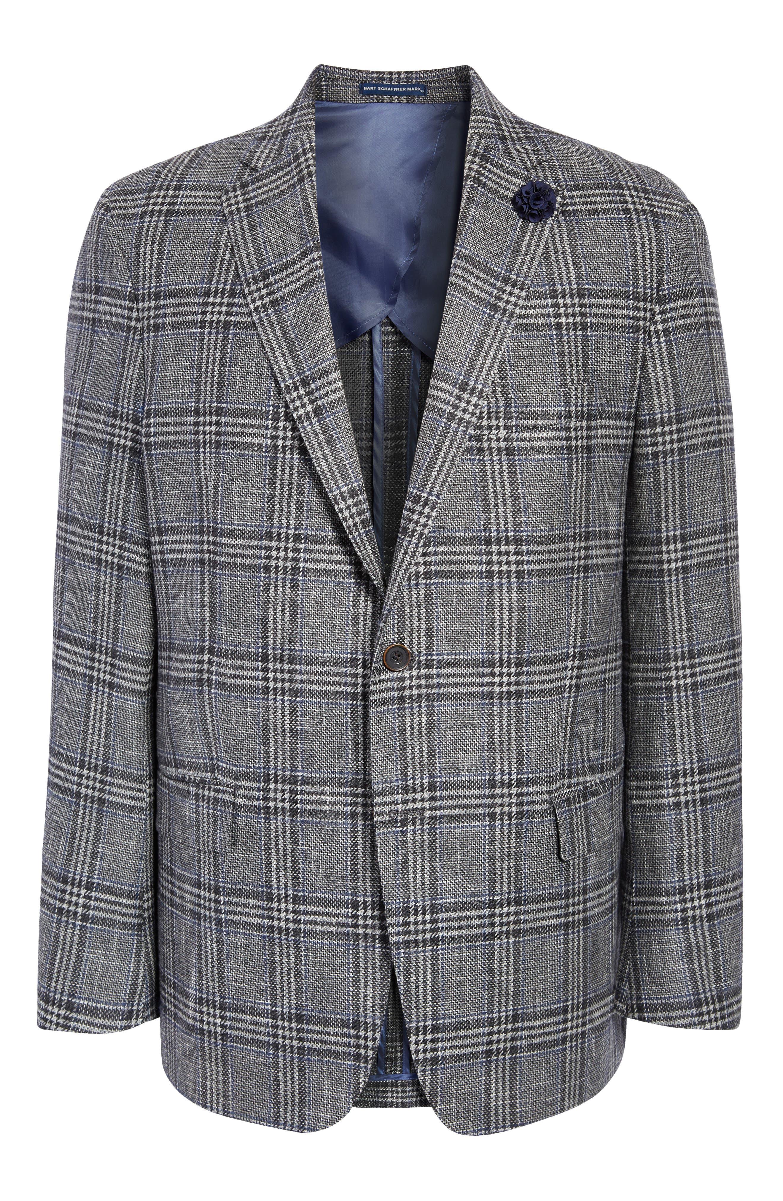 navy prince of wales check suit