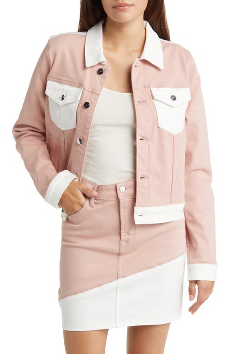 Nude colour deals block denim jacket