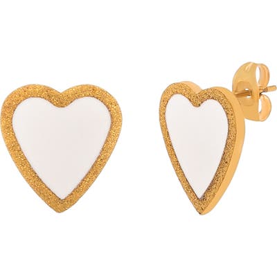 Lesa Michele Enamel Heart Stud Earrings