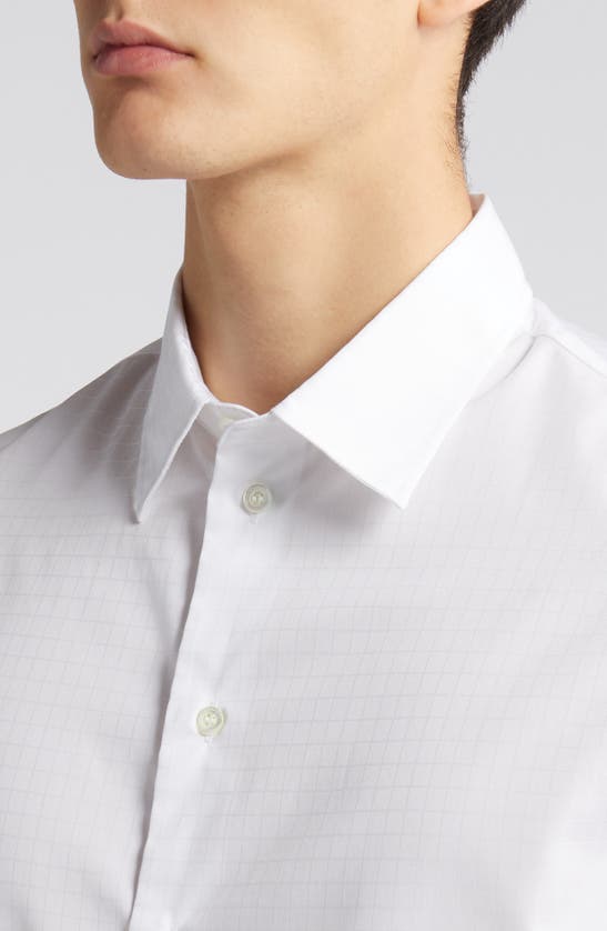 Shop Emporio Armani Tonal Check Button-up Shirt In White