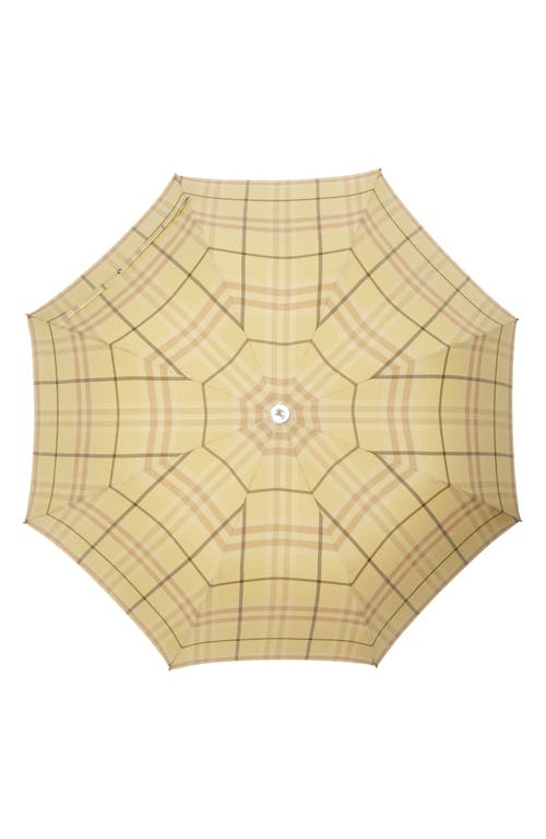 Shop Burberry Georgie Check Compact Umbrella In Buff Ip Check