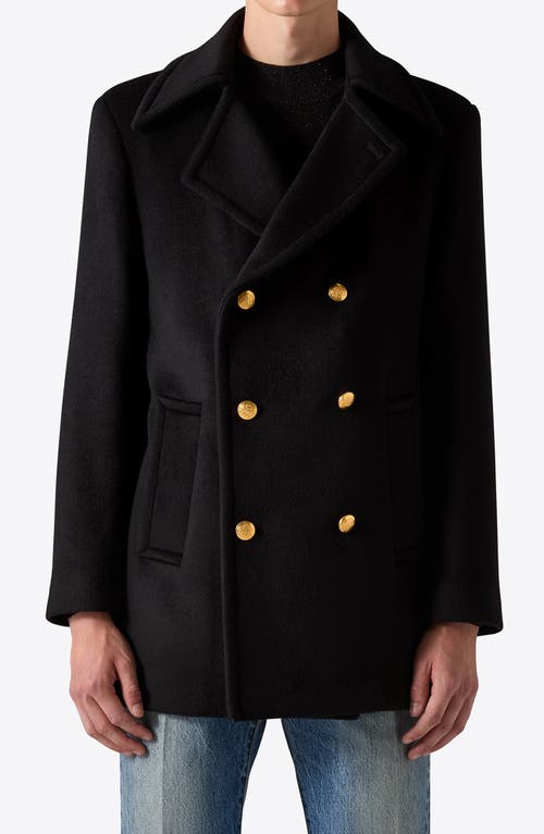 BLK DNM 73 Double Breasted Wool Blend Peacoat in Dark Navy 