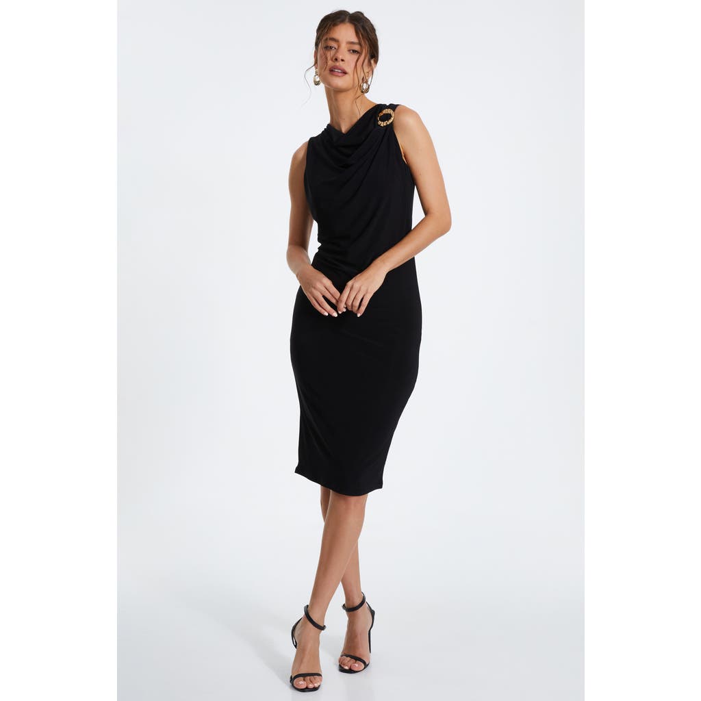 Quiz Ity Gold Buckle Detail Midi In Black