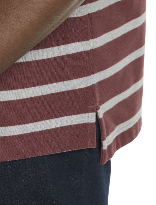 Harbor Bay By Dxl Heather Medium Stripe Polo Shirt In Red Multi