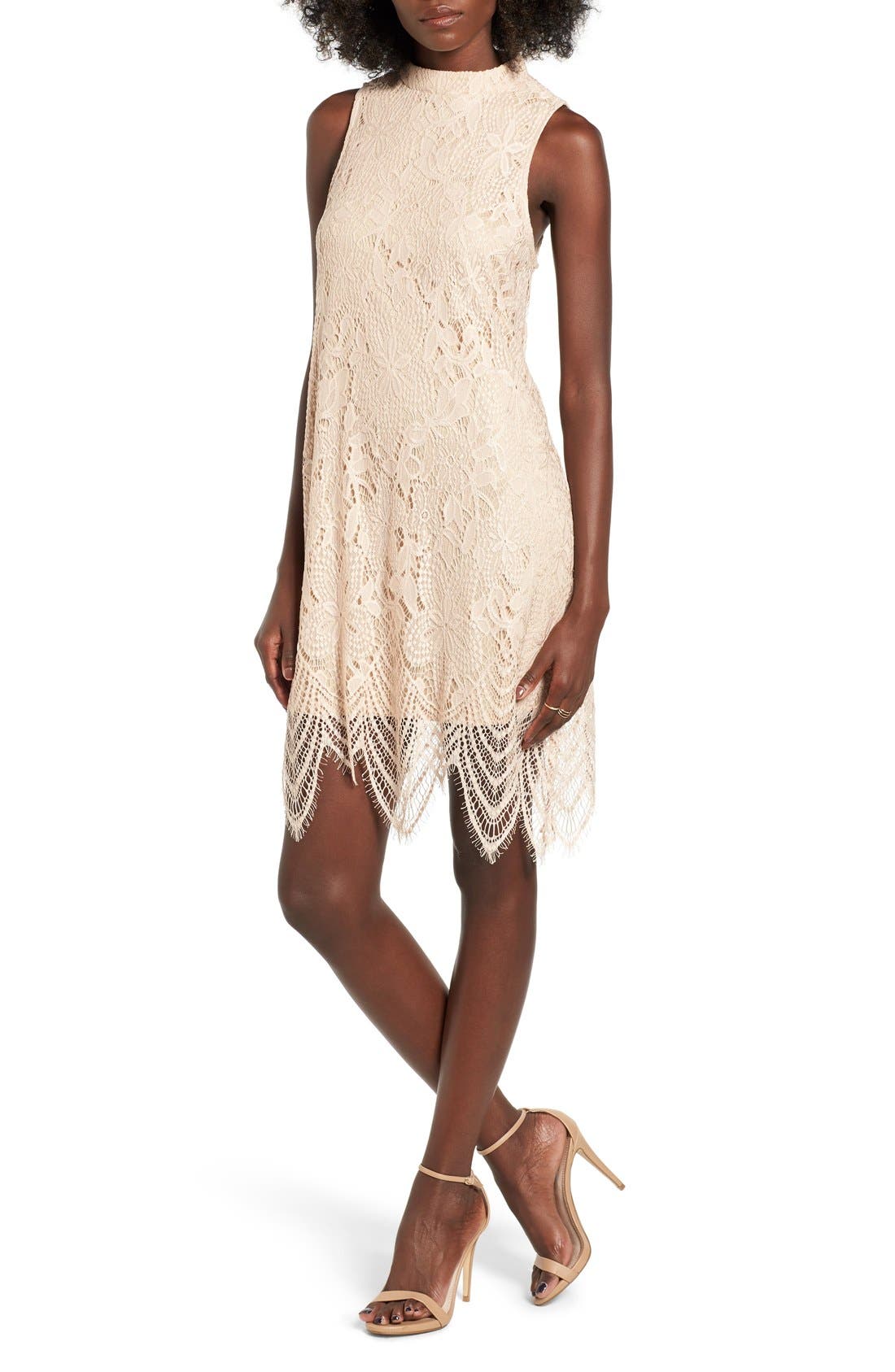 Love, Fire Mock Neck Lace Dress Nordstrom