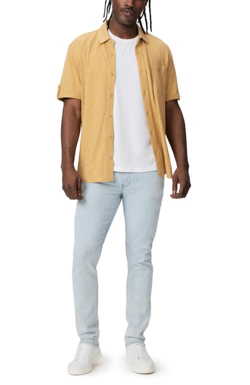 Paige Brayden Short Sleeve Slub Knit Button-up Shirt In Croissant