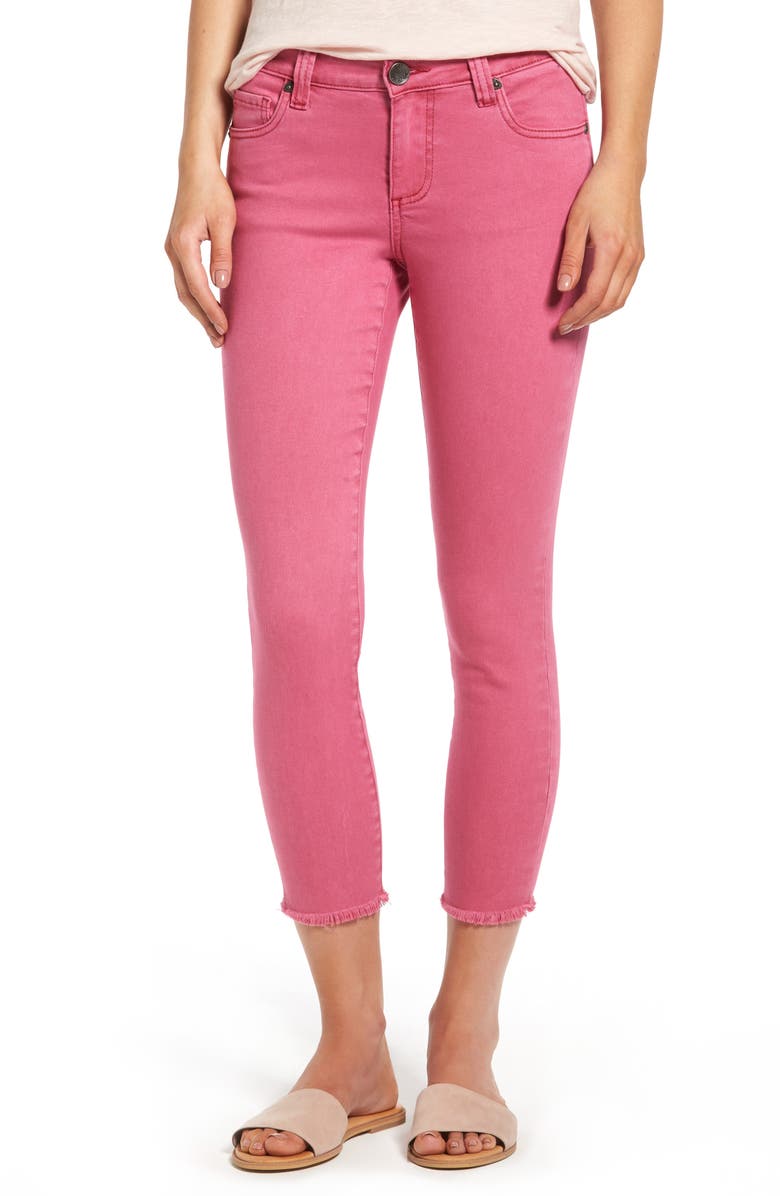 KUT from the Kloth Connie Frayed Hem Crop Skinny Jeans (Hot Pink ...